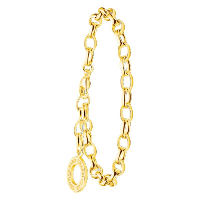 Yellow Gold-Plated Charm Bracelet, Length 17 cm to 19.50 cm, Width 13 mm - X0031-413-39 - Thomas Sabo