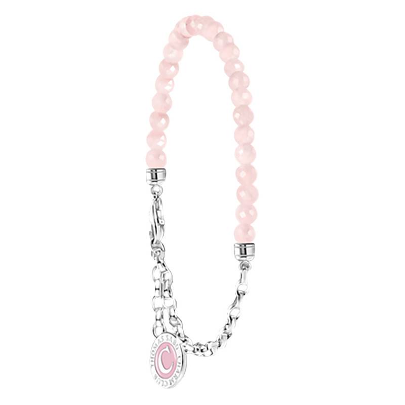 925 Silver & Rose Quartz Charmista Coin ID Bracelet, Adjustable Length, Width 2.50 mm - A2130-067-9 - Thomas Sabo