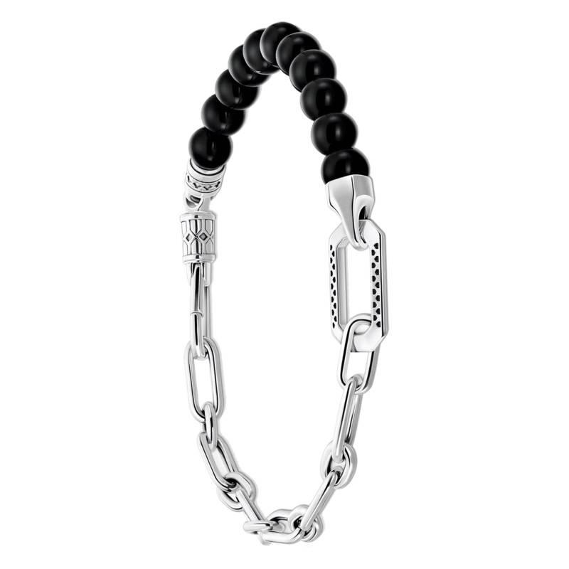 925 Silver & Onyx Bead Bracelet, Length 16 cm to 19 cm, Width 9 mm - A2088-507-11 - Thomas Sabo