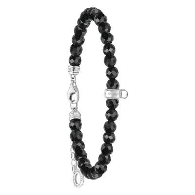 Bracelet Charm Perles Onyx Noir & Argent 925, Longueur 16 à 19 cm, Largeur 4,00 mm - A2097-130-11 - Thomas Sabo