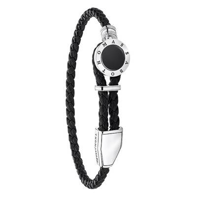 Bracelet cuir médaille noir, Longueur 14 à 25 cm - A1864-982-11 - Thomas Sabo