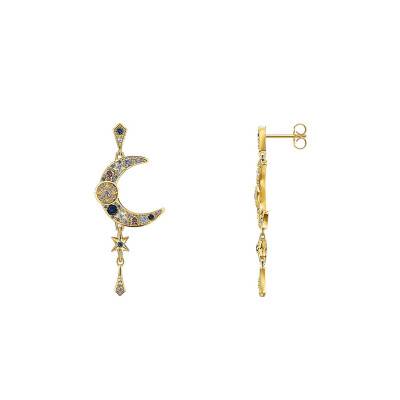 Longs pendants d'oreilles lune plaqué or - H2200-959-7 - Thomas Sabo