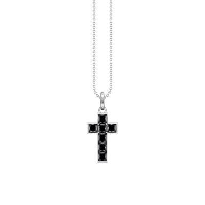 Collier Heritage Croix Pierres Noires en Argent - KE2166-643-11, 40 à 45 cm - Thomas Sabo