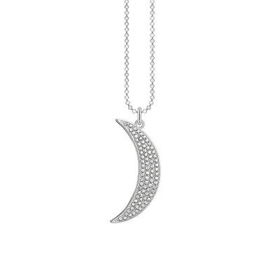 925 Silver & Diamond Crescent Moon Necklace, 45 cm to 50 cm - KE2005-051-14 - Thomas Sabo