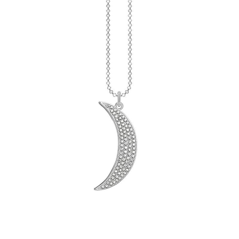 925 Silver & Diamond Crescent Moon Necklace, 45 cm to 50 cm - KE2005-051-14 - Thomas Sabo