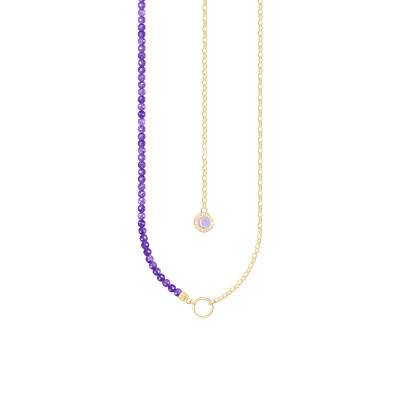 Collier Charmista As We Dream Perles Imitation Améthyste en Plaqué Or Jaune, 37 & 45 cm - KE2190-427-13 - Thomas Sabo