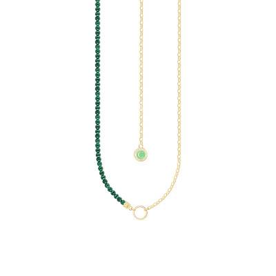 Collier Charmista As We Dream Perles Imitation Malachite en Plaqué Or Jaune, 37 cm ou 45 cm - KE2190-140-6 - Thomas Sabo