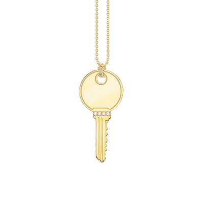Collier chaîne clé plaqué or - KE2131-414-14, Longueur de 40 à 45 cm - Thomas Sabo