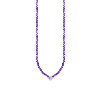 925 Silver & Purple Bead Charming As We Dream Necklace, Length 34 cm to 42 cm - KE2199-041-13-L42v - Thomas Sabo