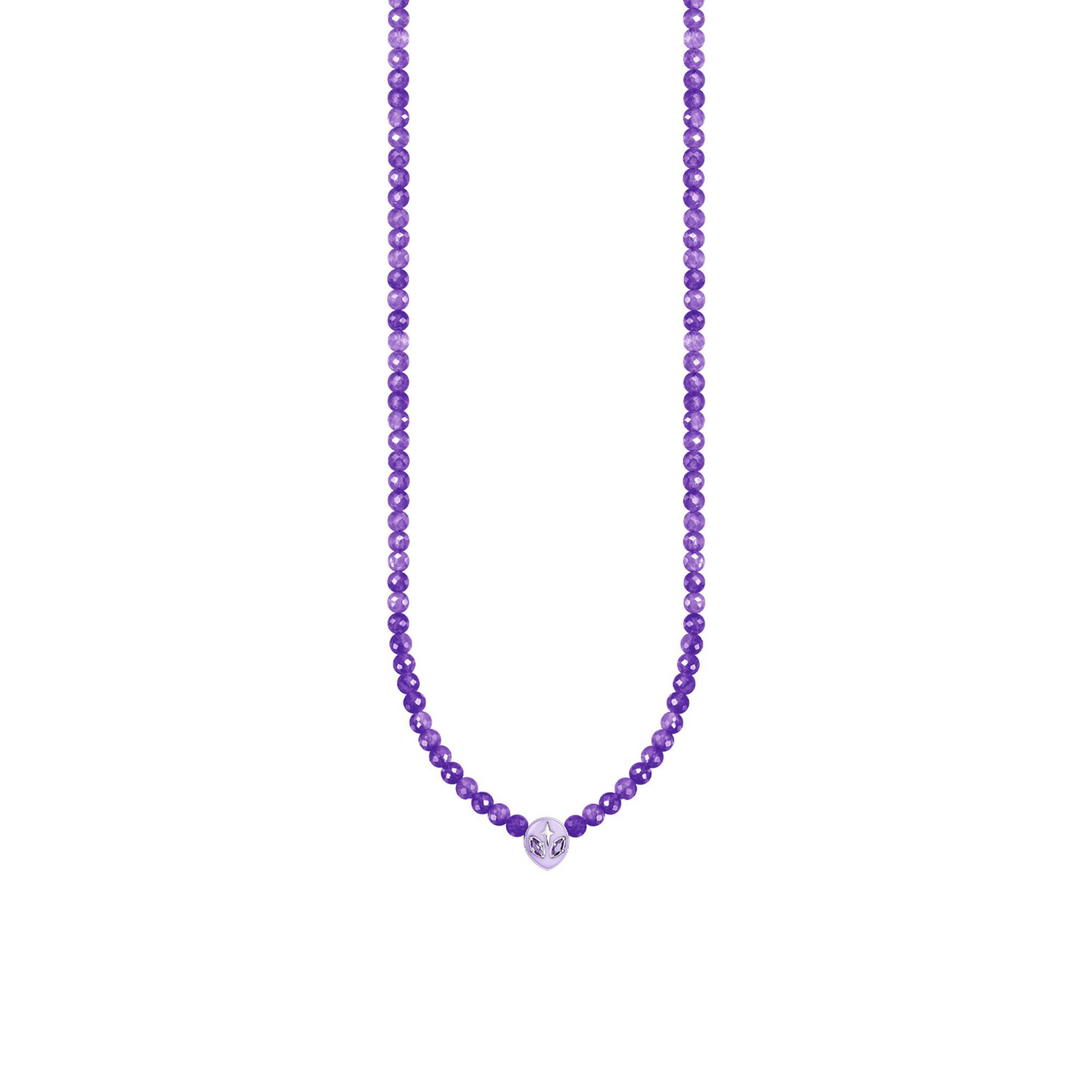 Collier En Argent Massif 925 Avec Perles D'améthyste - Longueur 18 Pouces - Neuf Avec étiquettes