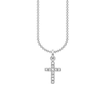 Chaîne Croix avec Pavé Argent, KE2069-051-14, Longueur 38 à 45 cm - Thomas Sabo