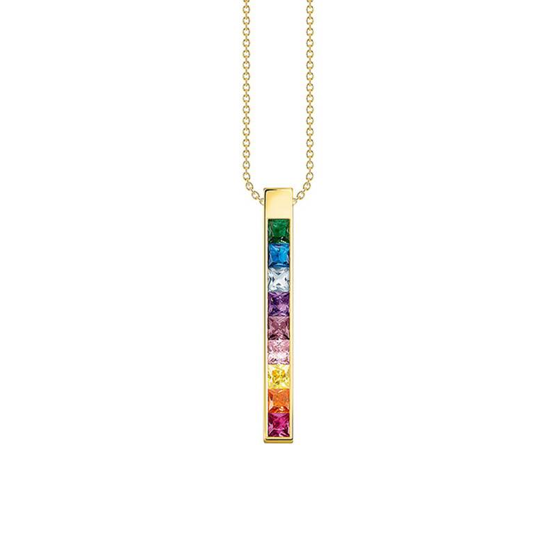 18K Gold-Plated Rainbow Necklace, Length 40 cm to 45 cm - KE2146-996-7 - Thomas Sabo