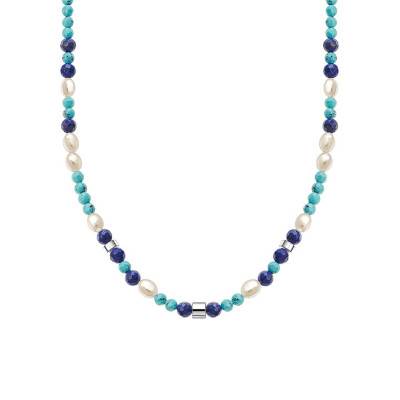 Collier pierres bleues et perles - KE2162-775-7, Longueur 40 à 45 cm - Thomas Sabo