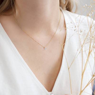 Collier Diamant G/VS clos Or Blanc 750, Longueur de 40 à 55 cm - Ocarat