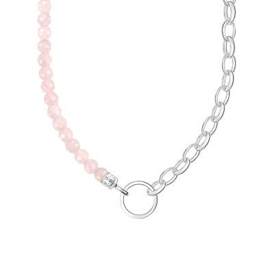 Collier Charm Perles Roses & Argent - KE2188-034-9, Longueur de 40 à 45 cm - Thomas Sabo