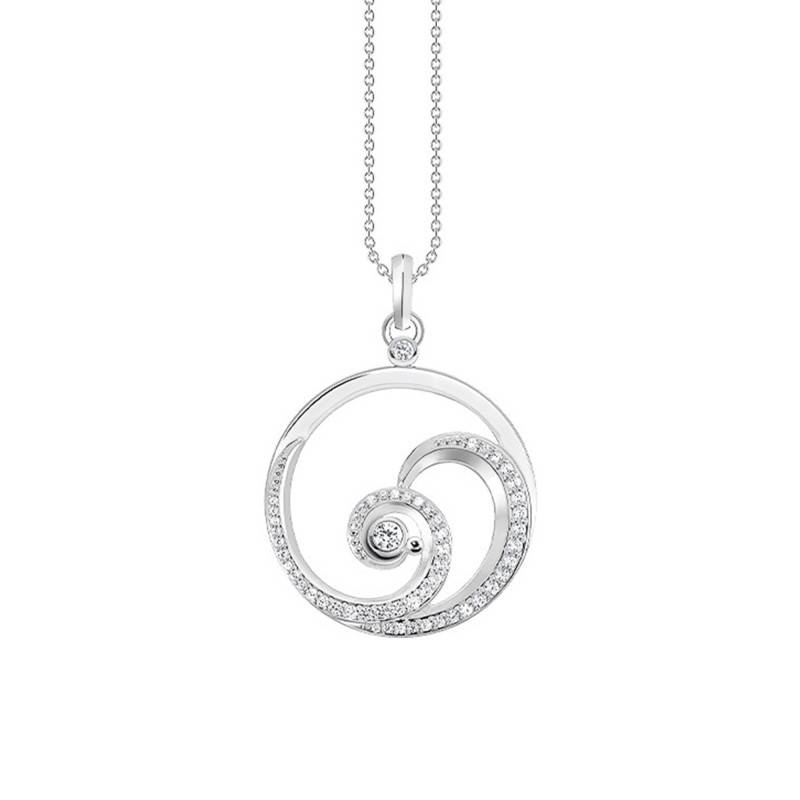White Stones Wave Necklace, Length 40 cm to 45 cm - KE2143-051-14 - Thomas Sabo