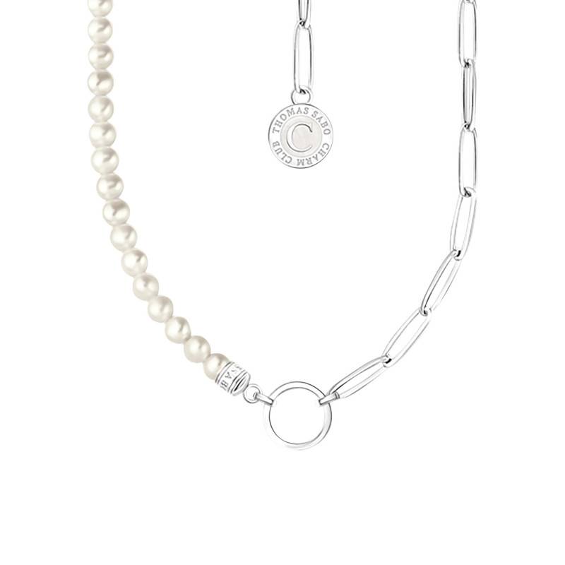 925 Silver & Freshwater Cultured Pearl Charmista Coin Necklace, 40 cm to 45 cm - KE2189-158-14-L45V - Thomas Sabo