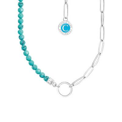 Collier Charmista Coin Perles Turquoise en Argent 925, 40 cm à 45 cm - KE2189-007-17-L45V - Thomas Sabo