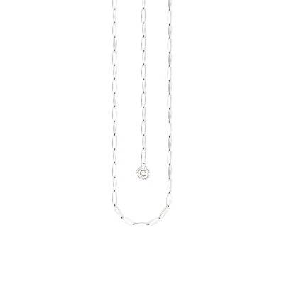 925 Silver Rectangular Cable Chain Charmista Round Coin Necklace, Length 45 cm or 70 cm - X2089-007-21 - Thomas Sabo