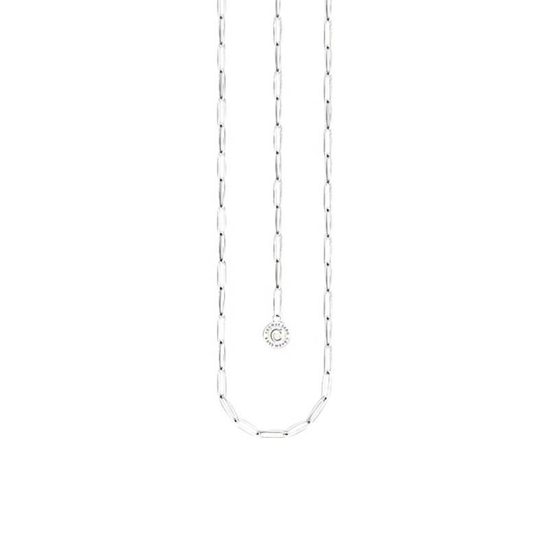 925 Silver Rectangular Cable Chain Charmista Round Coin Necklace, Length 45 cm or 70 cm - X2089-007-21 - Thomas Sabo