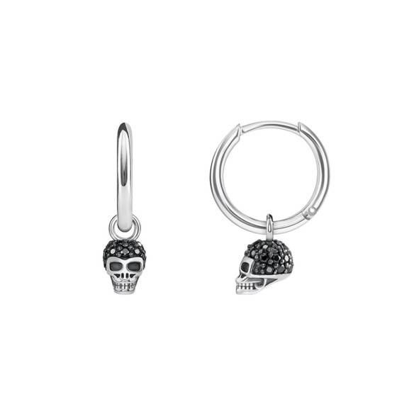Thomas Sabo Orecchini A Cerchio Donna In Argento 925 Con Teschio Scintillante – Modello CR623-643-11