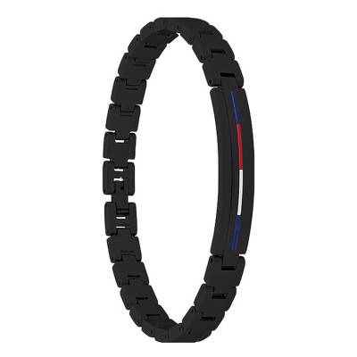 Black Steel & Enamel Bracelet, Adjustable Length 20 cm - Tommy Hilfiger
