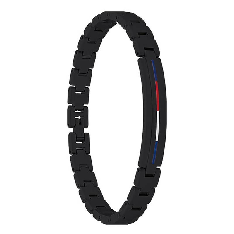 Black Steel & Enamel Bracelet, Adjustable Length 20 cm - Tommy Hilfiger