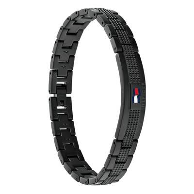 Black Steel Link Bracelet, Adjustable Length 19 cm - 2790420 - Tommy Hilfiger
