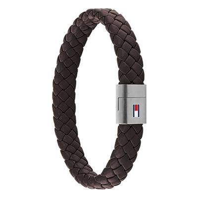 Tommy Hilfiger Brown Leather and Steel Bracelet, 19 cm Length - Tommy Hilfiger