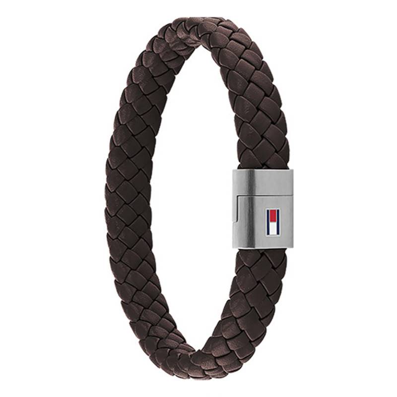 Tommy Hilfiger Brown Leather and Steel Bracelet, 19 cm Length - Tommy Hilfiger