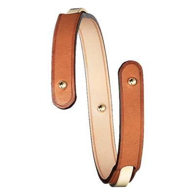 Bracelet URAEUS en Cuir Camel & Jonc Plaqué Or, Longueur ajustable - U764BRGO-IN04-TU - Ursul