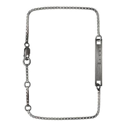 Black 925 Silver Slim Bracelet, Length 16 cm to 19.5 cm, Width 1.40 cm - U37BR-RUBR-TU - Ursul