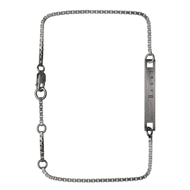 Black 925 Silver Slim Bracelet, Length 16 cm to 19.5 cm, Width 1.40 cm - U37BR-RUBR-TU - Ursul