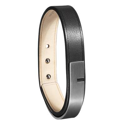 Bracelet U-Turn 11 Cuir Ingrassato Noir, Longueur 15,5 à 19,5 cm - Ursul