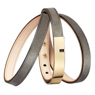 Khaki Iridescent Leather Triple-Wrap Bracelet, Length 13 cm to 17.5 cm - U40TSTGO-ICA31 - Ursul