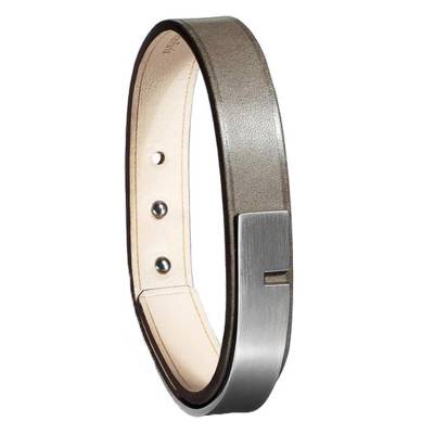 Bracelet U'TURN silex cuir gris, Longueur 15,5 à 19,5 cm - Ursul