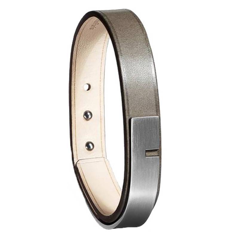 Gray Leather Silex U'TURN Bracelet, 15.5 cm to 19.5 cm - Ursul