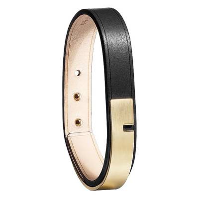 Bracelet U-Turn Simple Noir en Cuir et PDV Or, Longueur 16 à 19,5 cm - U40SSTGM-IN01 - Ursul
