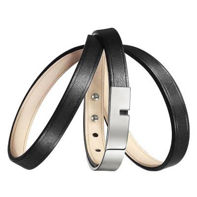 Bracelet U-Turn Triple Noir Fermoir Acier, Longueur 13 à 17,5 cm - Ursul