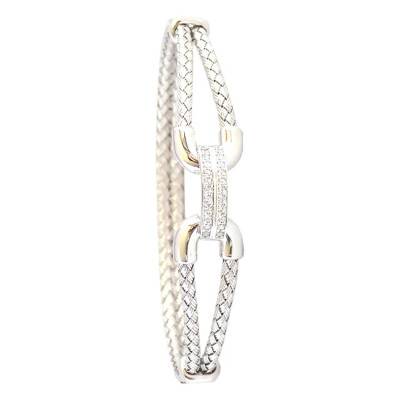 925 Rhodium-Plated Silver & Cubic Zirconia Bracelet, Length 19 cm - Valenzi