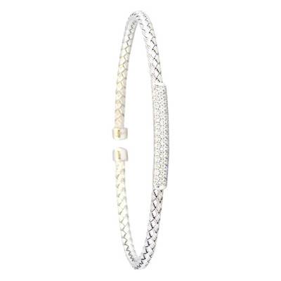 Bracelet Jonc, en Argent rhodié & Oxydes de zirconium - Valenzi
