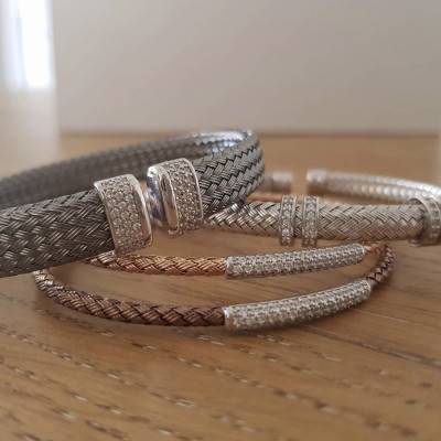 Bracelet Jonc en Argent rhodié et Oxydes de zirconium - Valenzi