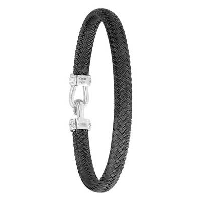 Bracelet noir en Argent rhodié & Oxydes de zirconium, Longueur 19 cm - Valenzi