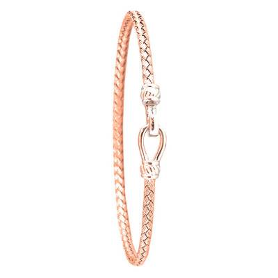 Bracelet Crochet Rose en Argent rhodié, Longueur 19 cm - Valenzi
