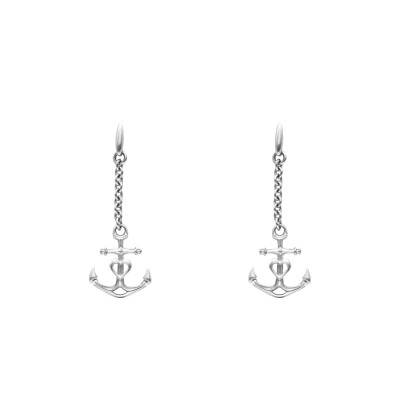 925 Sterling Silver Anchor Drop Earrings - Vandona