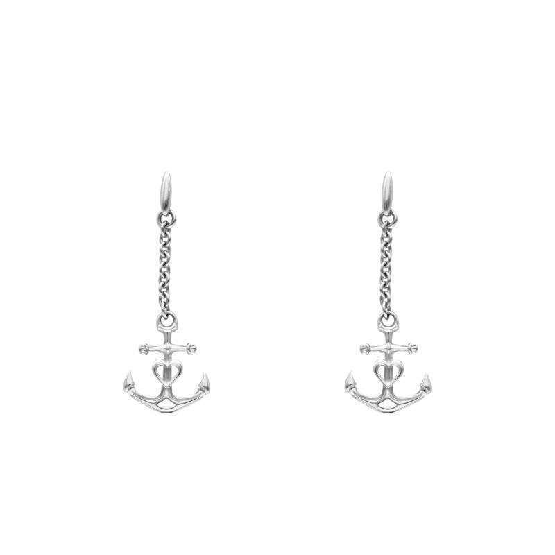 925 Sterling Silver Anchor Drop Earrings - Vandona
