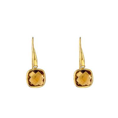 Boucles d'oreilles dormeuses Or Jaune 375 et citrines - Vandona