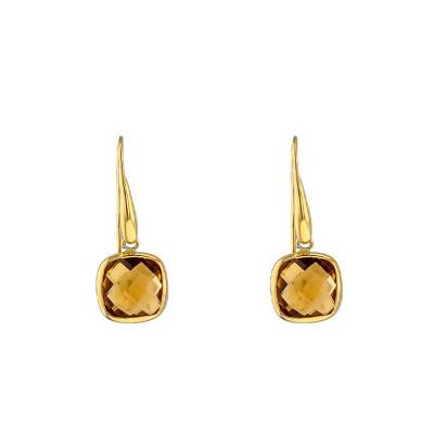 Boucles d'oreilles dormeuses Or Jaune 750 et citrines - Vandona