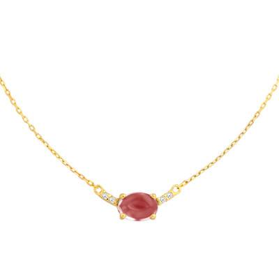 Collier Hélia Grenat Or Jaune 375, Longueur 42 cm - Vandona
