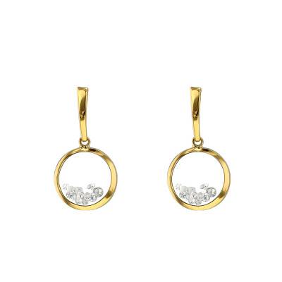 Boucles d'oreilles pendantes Dancing Stars, Or Jaune 750 & zirconium - Vandona